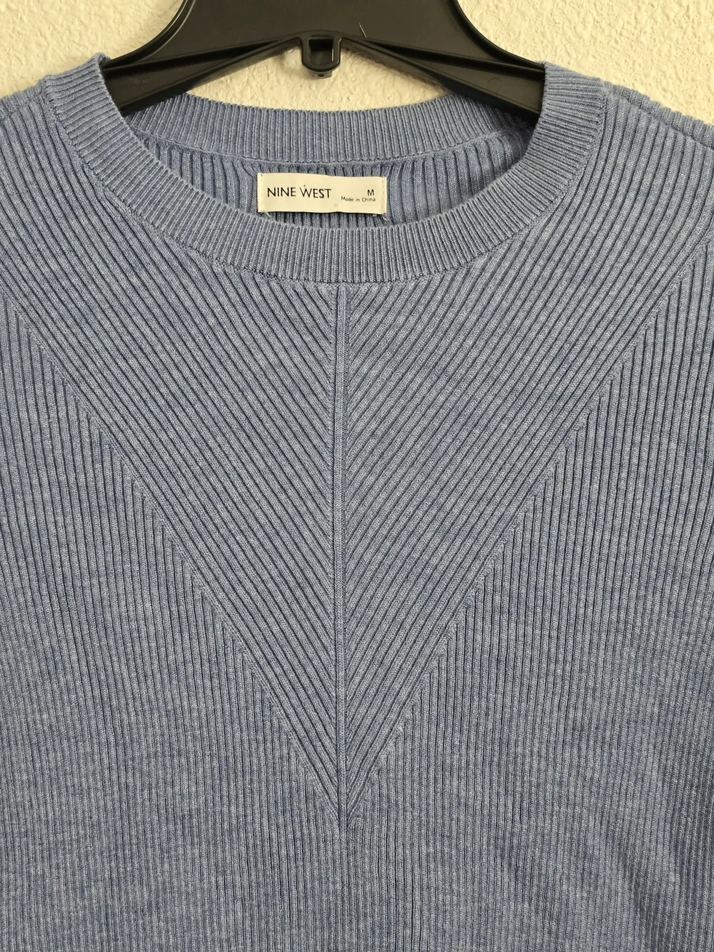 Nine West Light Blue Ribbed Crew Neck Sweater